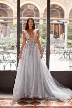 Yolanda Beaded Tulle Gown - Silver -ALAMOUR DRESS SALE 101 aa4455e0 e9df 4e58 8706 fd33cafe2f93