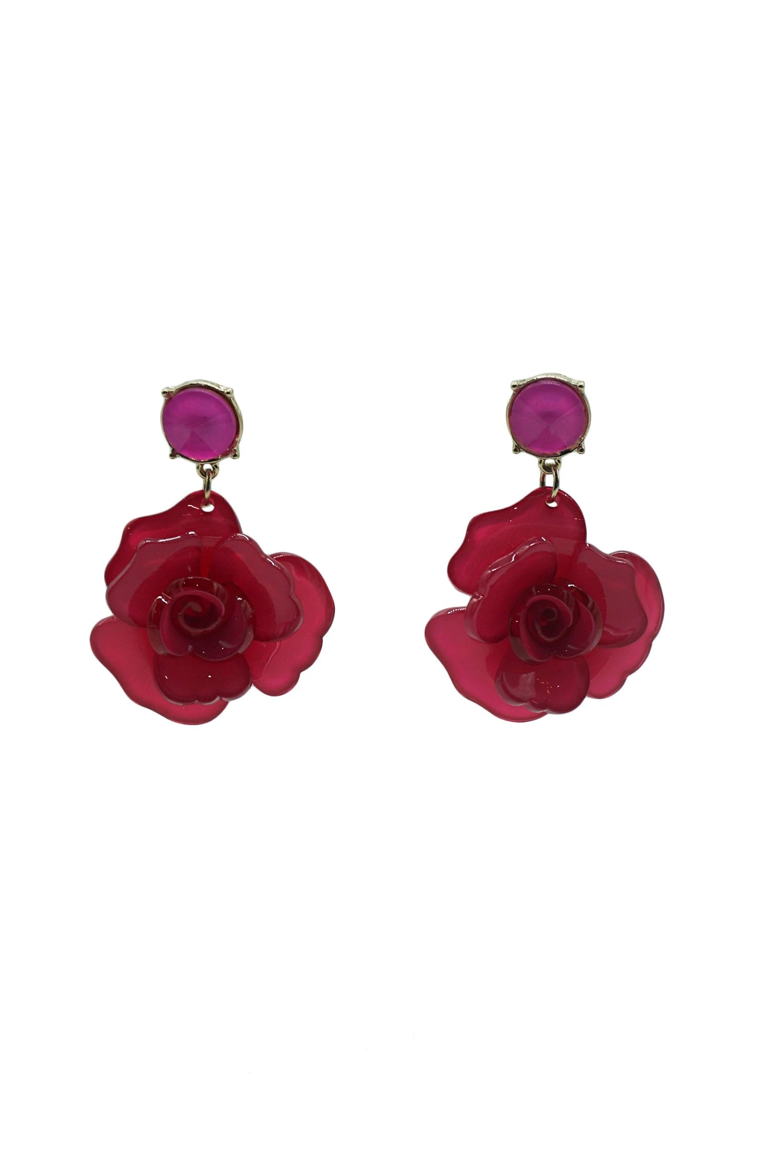 Camilla Pink Acrylic Flower Earrings 1 Camilla Pink Acrylic Flower Earrings
