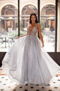 Yolanda Beaded Tulle Gown - Silver -ALAMOUR DRESS SALE 103 800d4289 ef2b 4a78 aa51 77ae3e2b5fe0