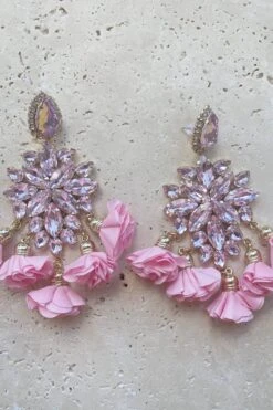 Cecily Pink Flower Drop Earrings -ALAMOUR DRESS SALE 12 bec7f5c5 eaf6 4c3e 9175 2a629b160a06