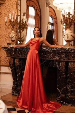 Livnia Satin Gown - Orange