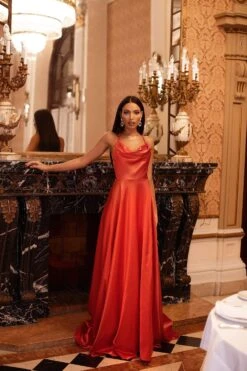 Livnia Satin Gown - Orange -ALAMOUR DRESS SALE 136 82ff5363 72be 4664 83ae f68b2f55a1a1