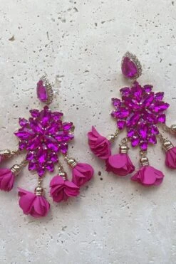 Cecily Fuchsia Flower Drop Earrings -ALAMOUR DRESS SALE 15 8e4a29e6 facd 4c51 96b3 96c92e9c247a