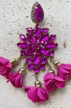 Cecily Fuchsia Flower Drop Earrings -ALAMOUR DRESS SALE 17 16f1e042 cbbc 4d55 9cbf 4894b29e7aab