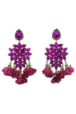 Cecily Fuchsia Flower Drop Earrings