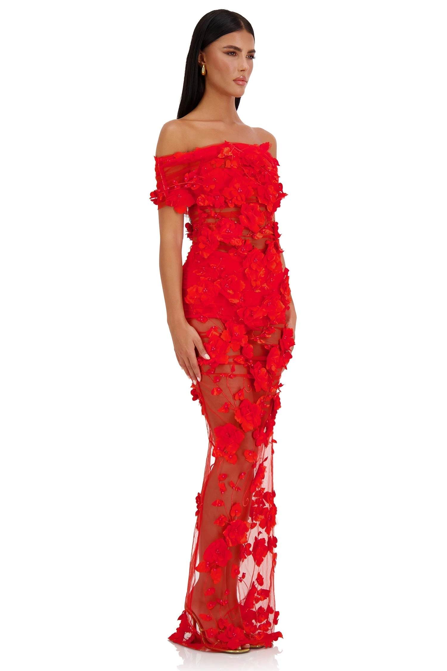Florentina Floral 3D Red Roses Dress Dress 5 Florentina Floral 3D Red Roses Dress Dress - Image 5