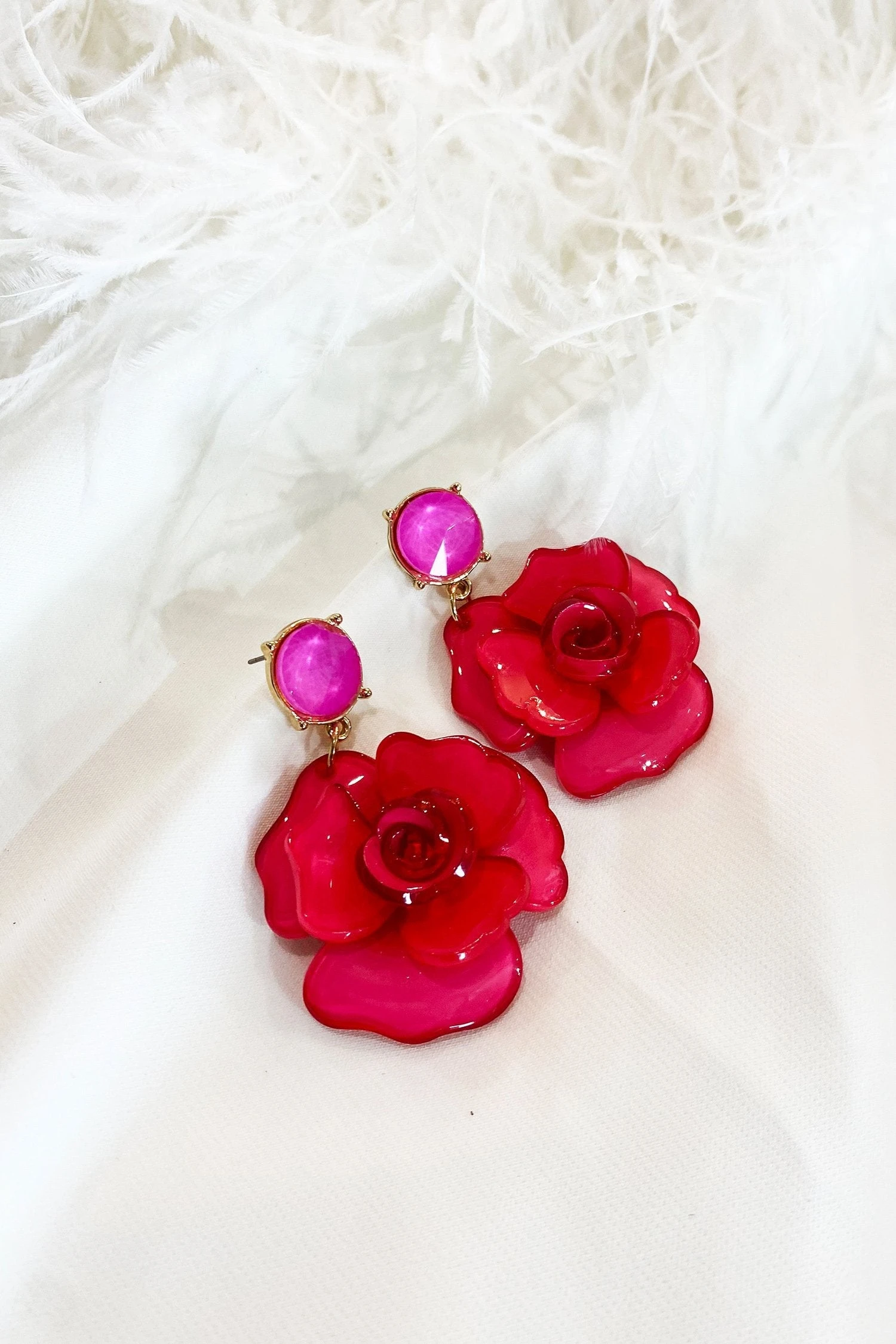 Camilla Pink Acrylic Flower Earrings 7 Camilla Pink Acrylic Flower Earrings - Image 7