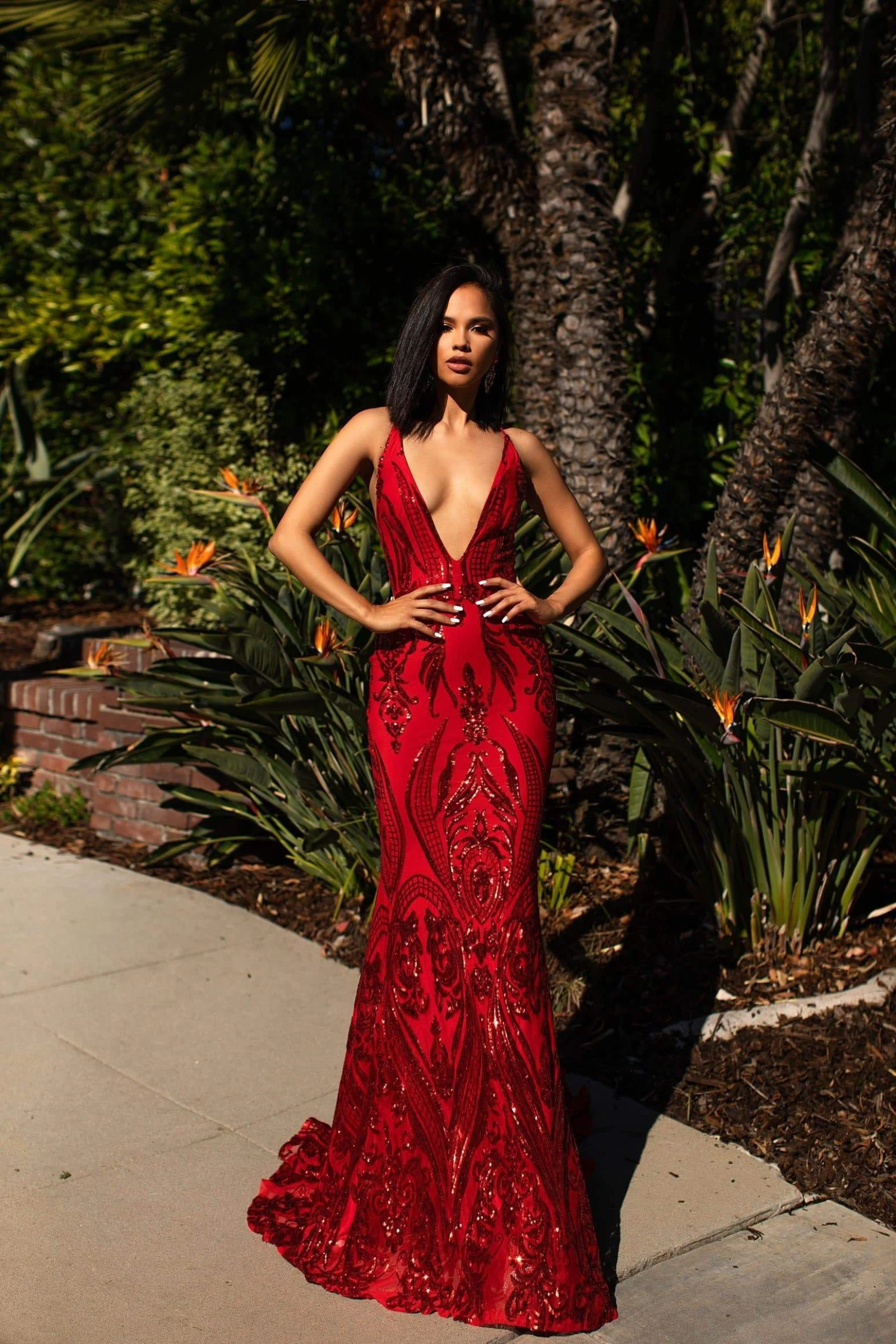 Ciara Sequins Gown - Red 4 Ciara Sequins Gown - Red - Image 4
