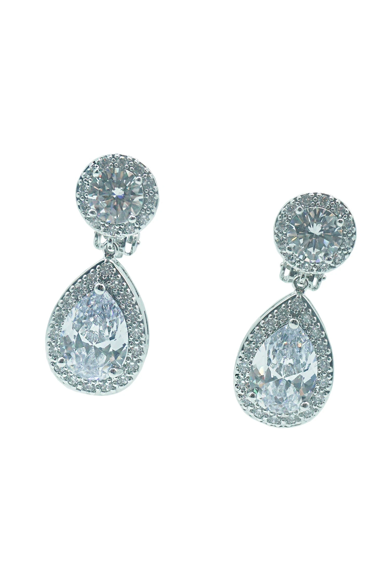 Belen Silver Diamante Drop Earrings 2 Belen Silver Diamante Drop Earrings - Image 2
