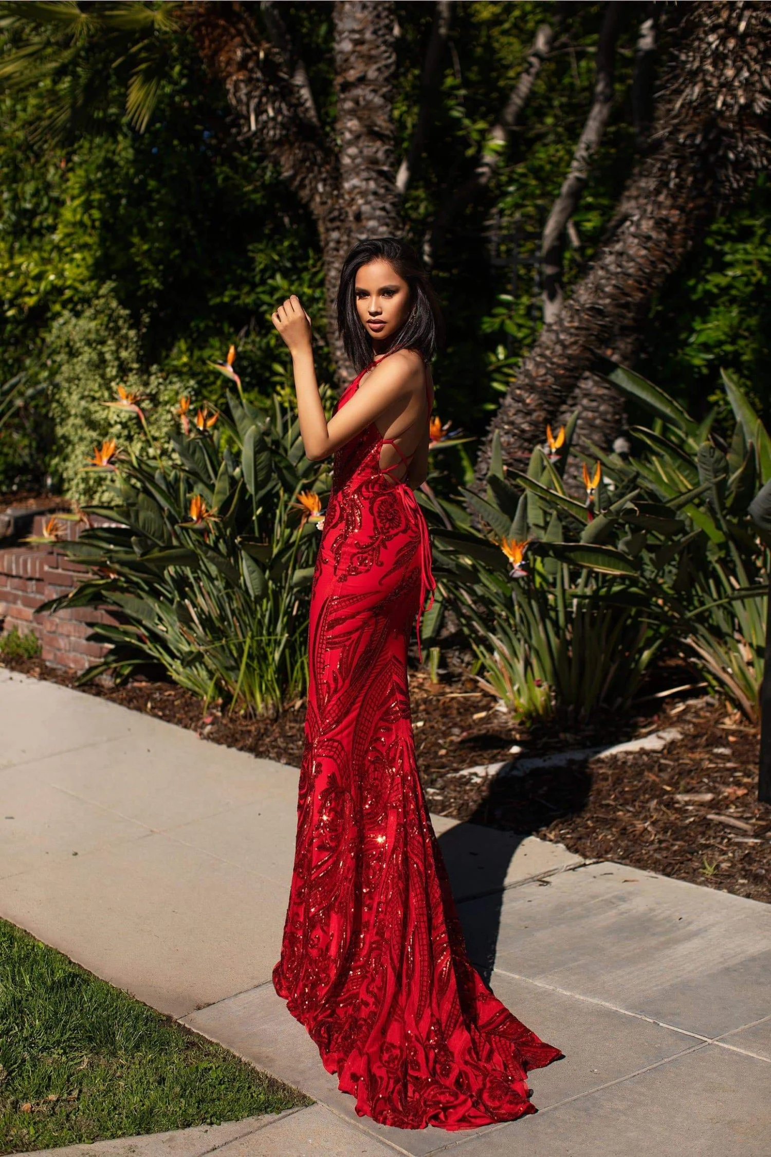 Ciara Sequins Gown - Red 2 Ciara Sequins Gown - Red - Image 2