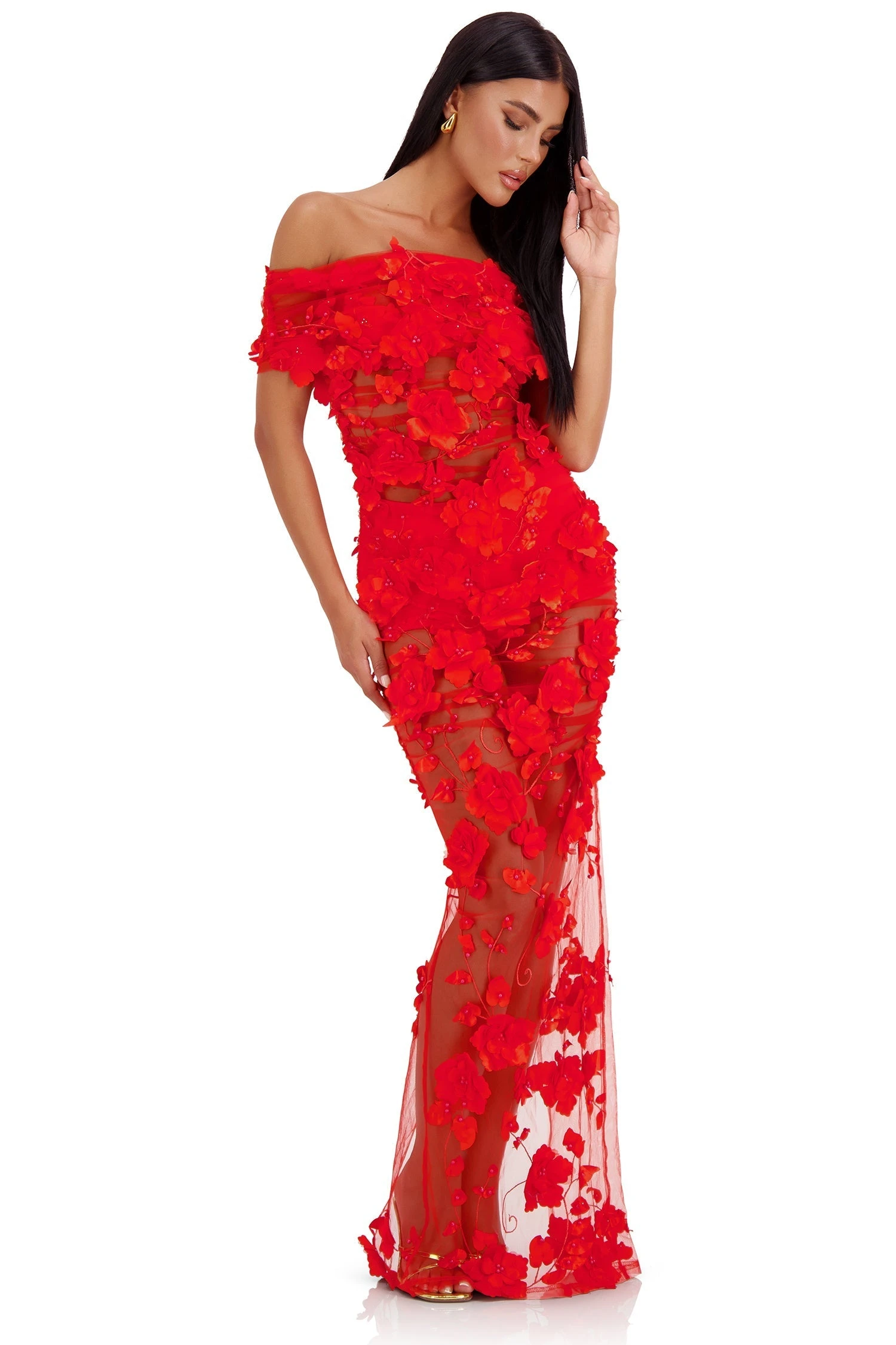 Florentina Floral 3D Red Roses Dress Dress 10 Florentina Floral 3D Red Roses Dress Dress - Image 10