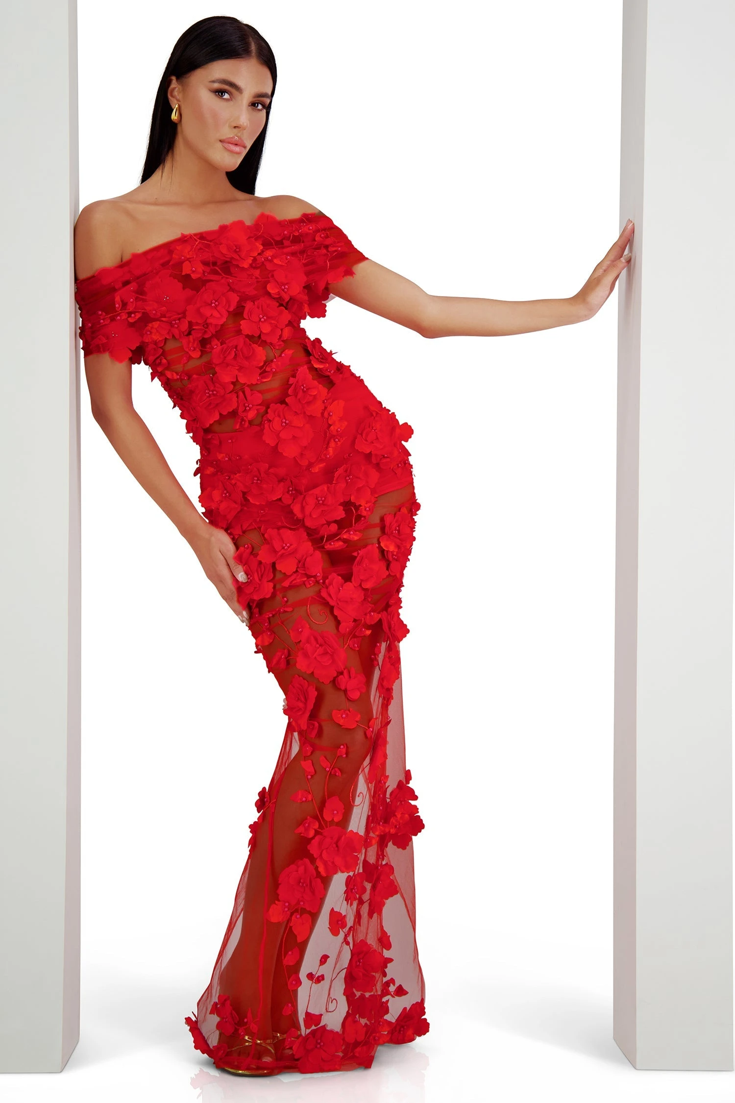 Florentina Floral 3D Red Roses Dress Dress 4 Florentina Floral 3D Red Roses Dress Dress - Image 4
