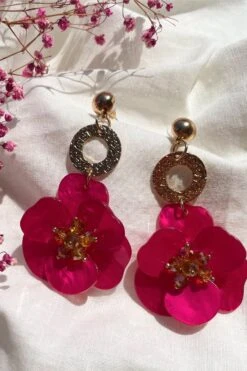 Petra Magenta Flower Drop Earrings -ALAMOUR DRESS SALE 34 76c04f04 f11d 4927 a163 13f57662201e