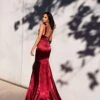 Davina Satin Gown - Burgundy