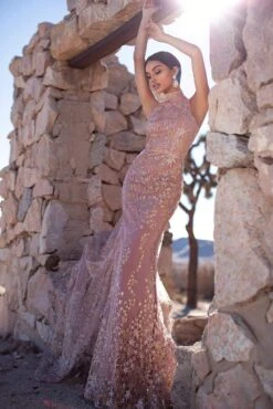 Tyra Glitter Cape Gown - Rose Gold -ALAMOUR DRESS SALE 48 0b4f93d4 26df 4241 8271 19004058afa0