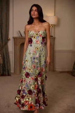 Daisy Floral 3D Bustier Maxi Dress -ALAMOUR DRESS SALE 4B6A8932