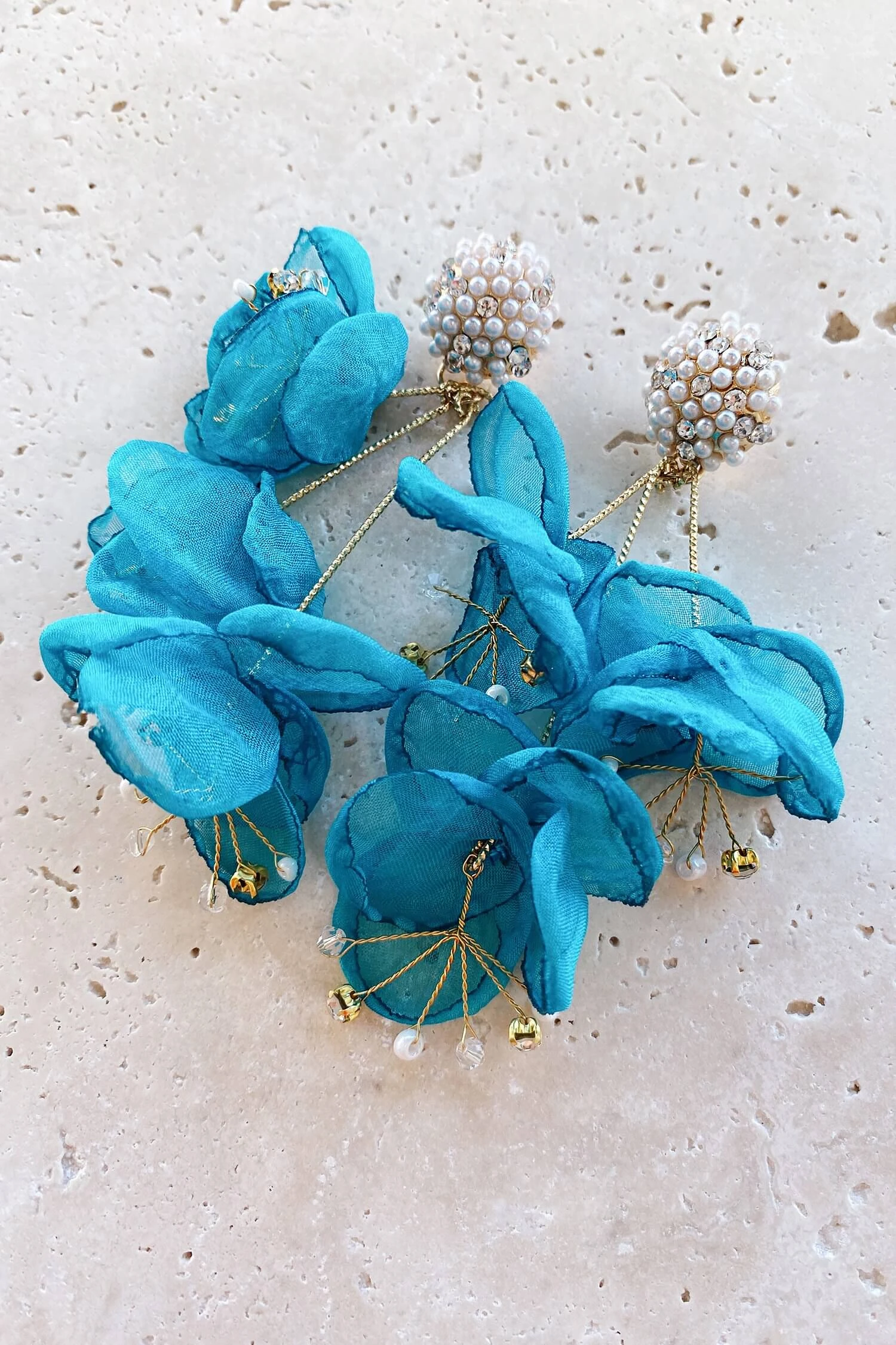 Emilita Teal Petal Earrings 4 Emilita Teal Petal Earrings - Image 4