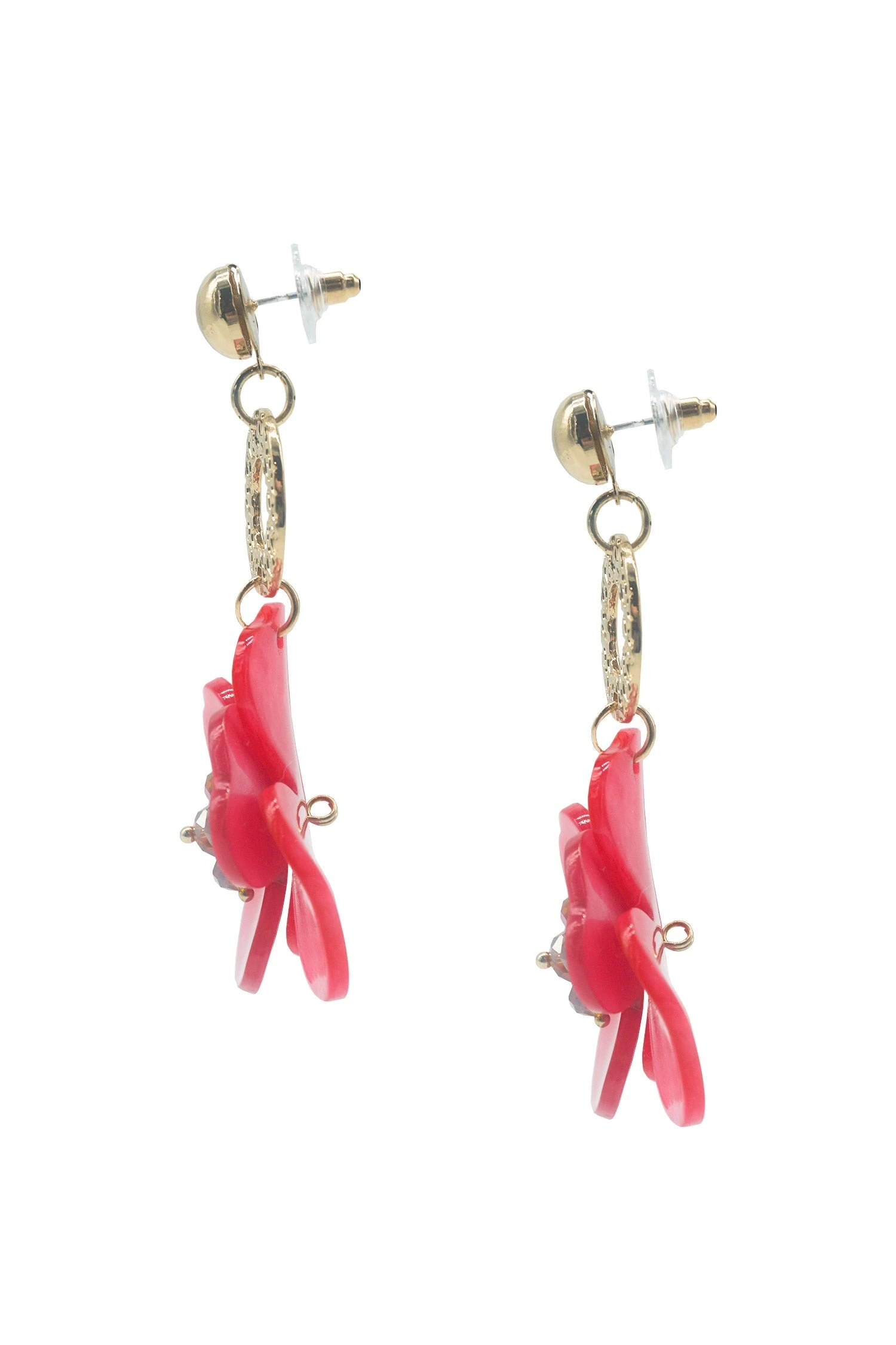 Petra Pink Flower Drop Earrings 2 Petra Pink Flower Drop Earrings - Image 2