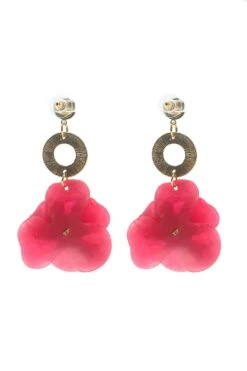 Petra Pink Flower Drop Earrings 11 Petra Pink Flower Drop Earrings -ALAMOUR DRESS SALE 509