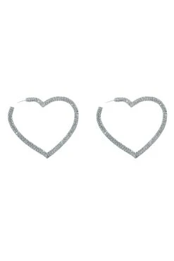 Gaia Silver Crystal Heart Hoop Earrings