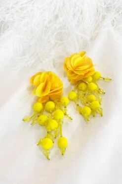 Shailee Yellow Flower Drop Earrings -ALAMOUR DRESS SALE 83SHAILEE