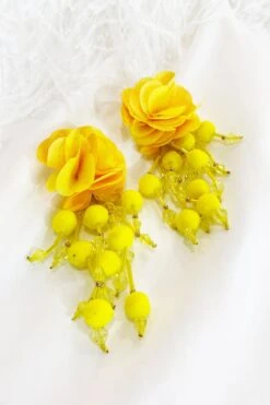 Shailee Yellow Flower Drop Earrings -ALAMOUR DRESS SALE 86 e13149d8 3a7c 4727 b803 8f28a12c0d4c