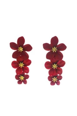 Carola Burgundy Flower Earrings -ALAMOUR DRESS SALE 87 e886edcb 8adc 43c0 9855 607753ceb99e