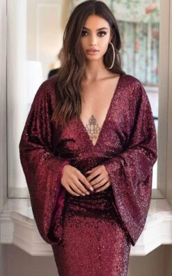 Kseniya - Burgundy 5 Kseniya - Burgundy -ALAMOUR DRESS SALE Kseniya Burgundy2