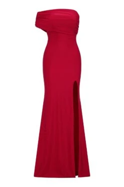 Stefani One Shoulder Jersey Wine Red Gown 23 Stefani One Shoulder Jersey Wine Red Gown -ALAMOUR DRESS SALE STEFANI GM