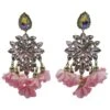 Cecily Pink Flower Drop Earrings