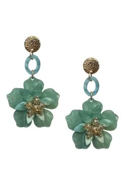 Petra Teal Flower Drop Earrings -ALAMOUR DRESS SALE earrings66 c2897ddd c5be 4d84 8263 bfeb8a1ebbc5