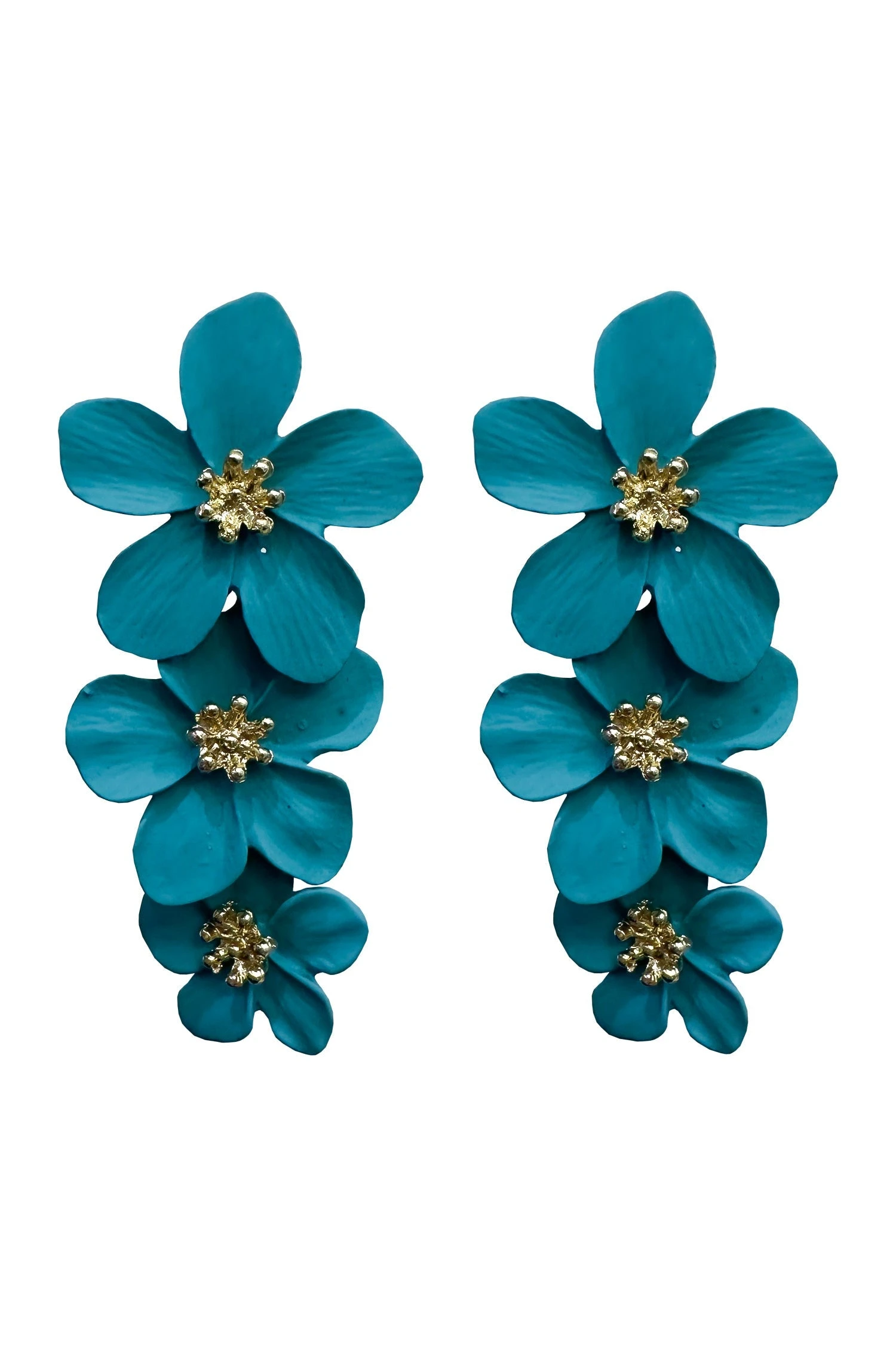 Carola Teal Flower Earrings 1 Carola Teal Flower Earrings