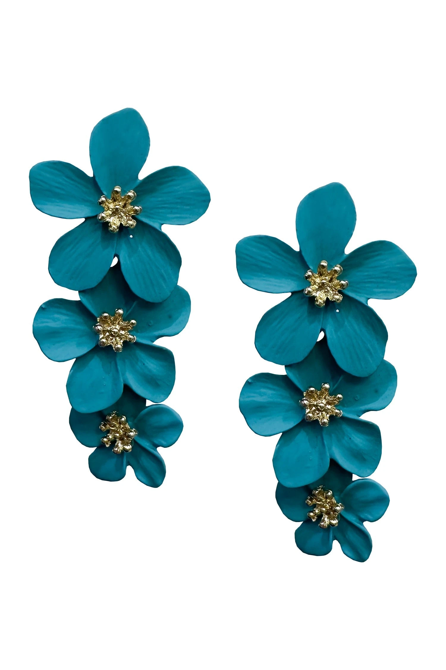 Carola Teal Flower Earrings 2 Carola Teal Flower Earrings - Image 2