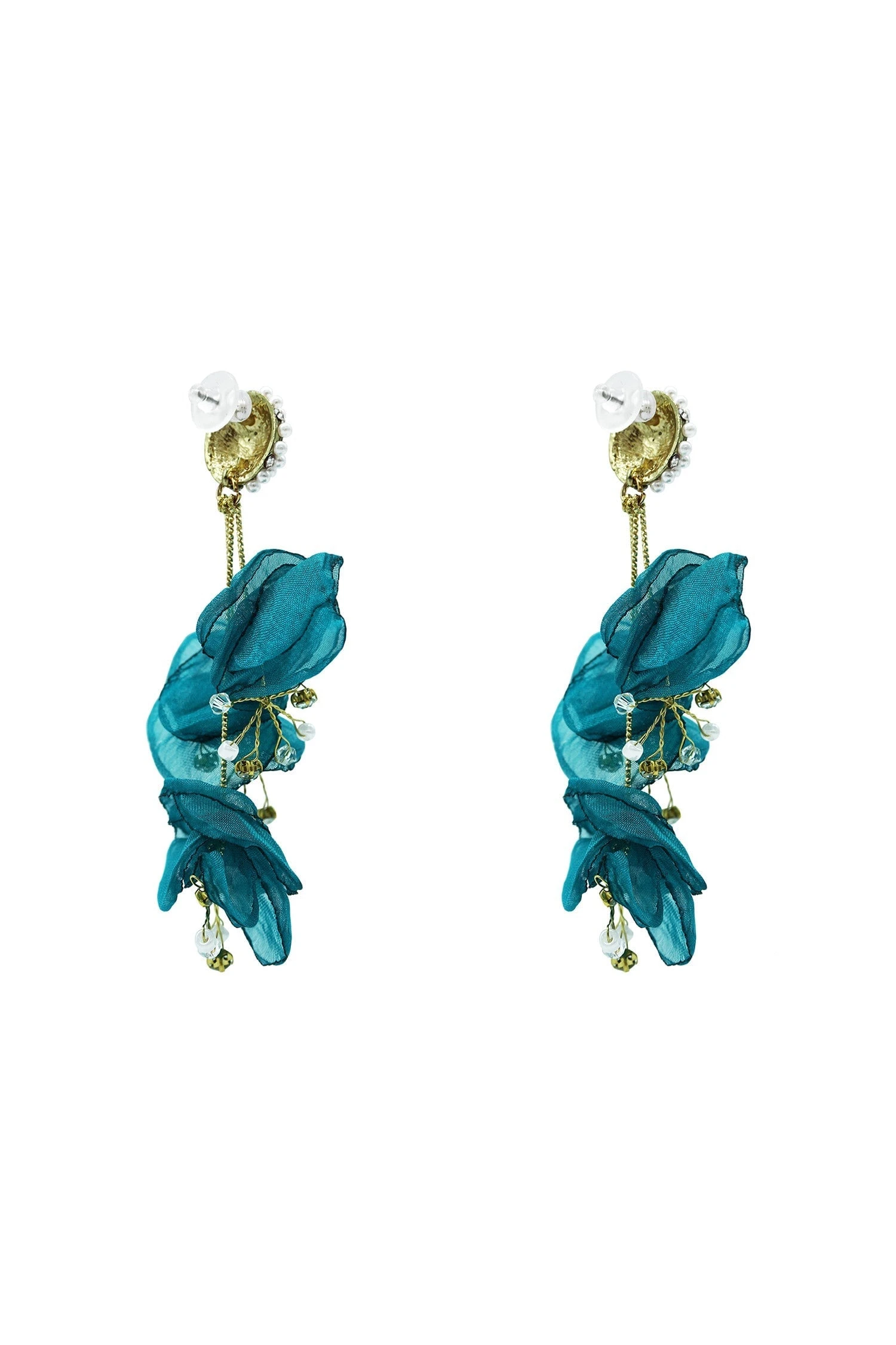 Emilita Teal Petal Earrings 2 Emilita Teal Petal Earrings - Image 2