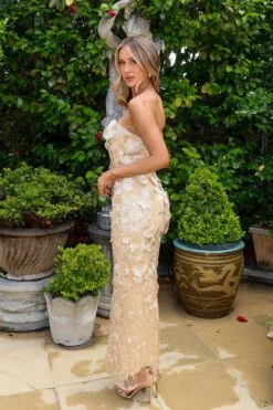 Rowan Floral 3D Strapless Gold Maxi 10 Rowan Floral 3D Strapless Gold Maxi -ALAMOUR DRESS SALE emily16