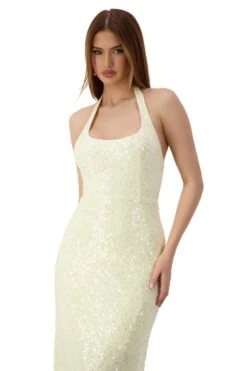 Romina Beaded Halter Neck Cream Gown -ALAMOUR DRESS SALE romina 4