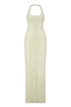 Romina Beaded Halter Neck Cream Gown -ALAMOUR DRESS SALE romina gm